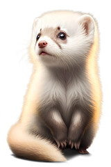 Obraz premium cute ferret looking up, illustration on transparent background