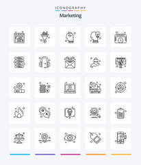 Creative Marketing 25 OutLine icon pack  Such As events. opinion. idea. idea. brain