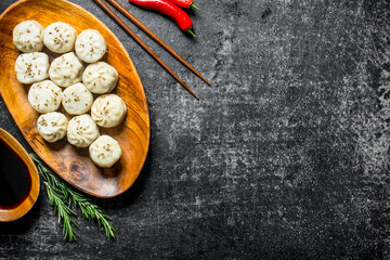 Traditional dish of manta dumplings with meat and spices.