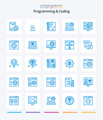 Creative Programming And Coding 25 Blue icon pack  Such As development. coding. development. programming. develop