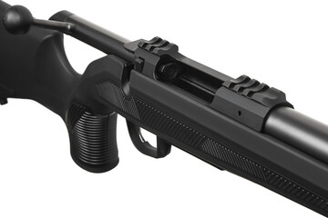 Modern bolt carbine isolated on white background. Weapons for sports, hunting and self-defense.