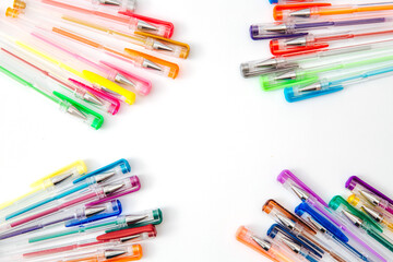 Multi-colored gel pens.
