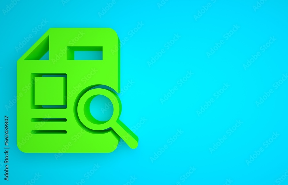 Poster green document with graph chart icon isolated on blue background. report text file icon. accounting 