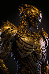 Fototapeta premium golden dragon statue Generative AI 