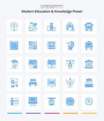 Creative Modern Education And Knowledge Power 25 Blue icon pack  Such As van . education. pedestal. language course . language