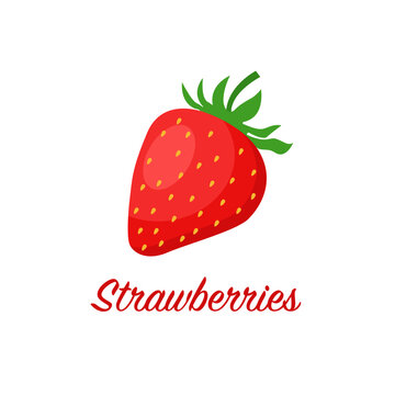 Inscription and strawberry. Vector graphics