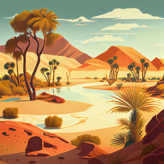 sunset in the desert Generative AI 