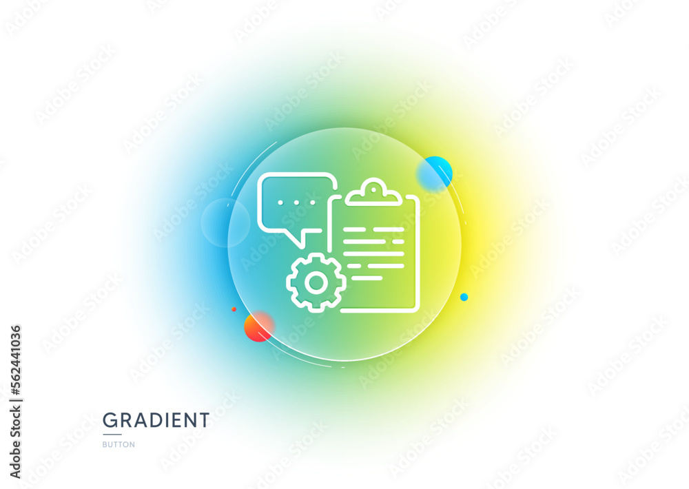 Poster clipboard document line icon. gradient blur button with glassmorphism. agreement file sign. survey r