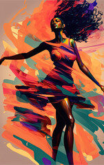 Black african woman graceful dance abstract illustration concept
