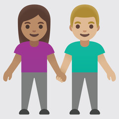 Fototapeta premium Woman and Man Holding Hands vector icon isolated couple sign sticker design.