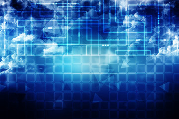 2d illustration Abstract futuristic electronic circuit technology background