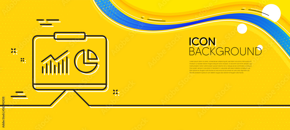 Poster presentation board line icon. abstract yellow background. report chart or sales growth sign. analysi