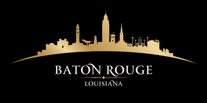 Baton Rouge Louisiana City Silhouette Black Background