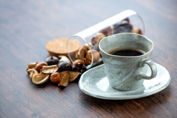 コーヒーとドライフラワー