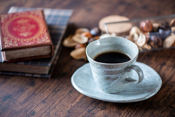 コーヒーとドライフラワー