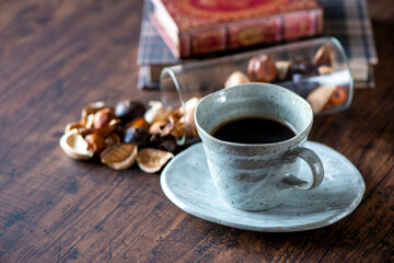 コーヒーとドライフラワー