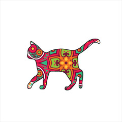 Vector mandala cat coloring page for kids and adult
