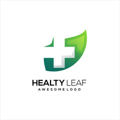 Fototapeta na wymiar Leaf health gradient logo vector illustration