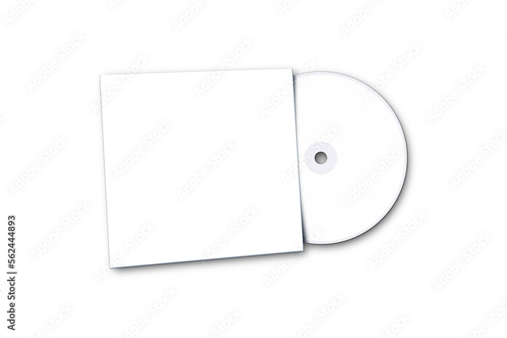 Poster cd disc and carton packaging cover template mock up. digipak case of cardboard cd drive. with white 