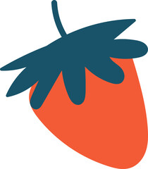 Hand drawn strawberry doodle element flat icon