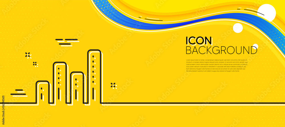 Poster graph line icon. abstract yellow background. column chart sign. growth diagram symbol. minimal graph