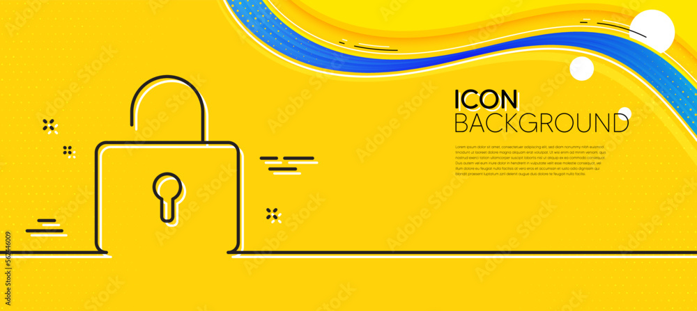 Poster lock line icon. abstract yellow background. private locker sign. password encryption symbol. minimal