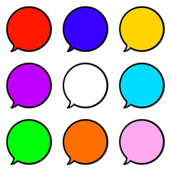 まんまるふきだしセット　カラフル　白フチ