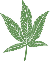 simplicity cannabis leaf freehand drawing.