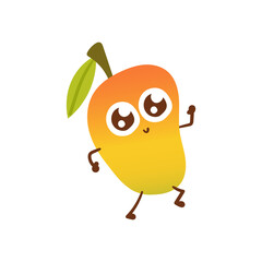 Cute Cartoon Emotional Mango character stickers on white background