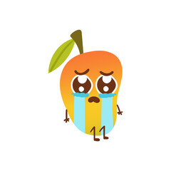 Cute Cartoon Emotional Mango character stickers on white background