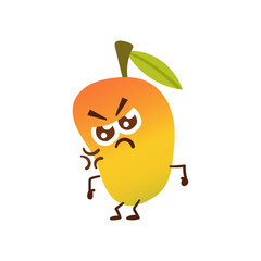 Cute Cartoon Emotional Mango character stickers on white background