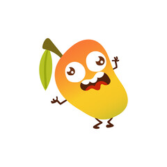Cute Cartoon Emotional Mango character stickers on white background