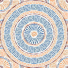 Colourful ethnic style vector mandalas seabless pattern