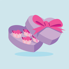 valentines day gift flat vector illustration. Cute gift valentine illustration. cute chocolate illustration.