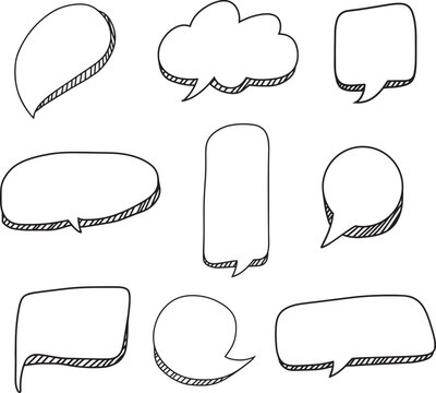 Black and white speech bubbles Bubble, comic speech set, great design for any purposes. Sticker design. vector illustration.