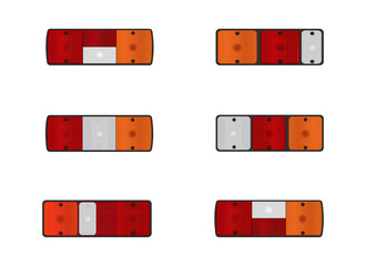 Truck, trailer tail light type set, vector illustration 
