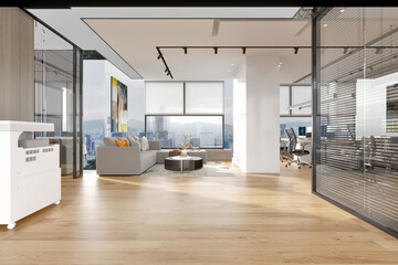 3d render of office and working space