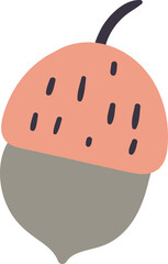 Hand drawn acorn doodle element flat icon