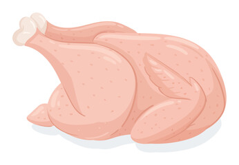 Cartoon chicken meat. Raw chicken with legs and wings meat, stuffed chicken ready to cook flat vector illustrations on white background © GreenSkyStudio