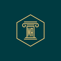 MA initials monogram logo design template law firm attorney creative logo modern - obrazy, fototapety, plakaty