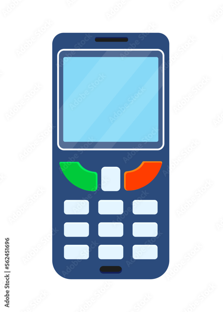 Poster push-button phone with screen - flat design style single isolated image