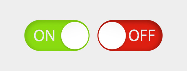 Toggle switch buttons isolated on white background. Vector 3D illustration