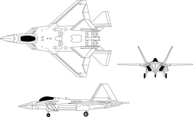 sketch vector illustration of a hunter fighter jet