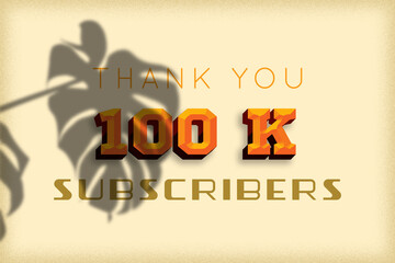 100 K subscribers celebration greeting banner with Embossed Design