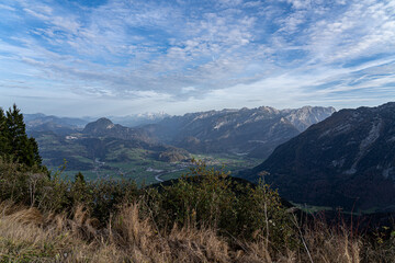 Massive mountain chain, forest and meadows of the German Alps