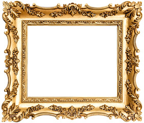 PNG Golden picture frame baroque style isolated