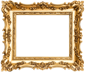 PNG Golden picture frame baroque style isolated