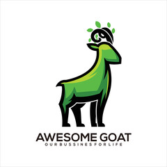 nature goat illustration logo design
