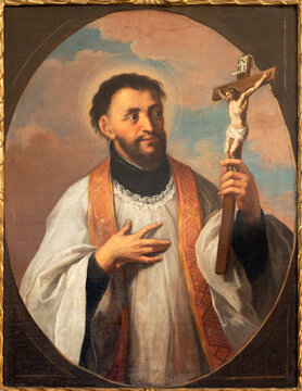LUZERN, SWITZERLAND - JUNY 24, 2022: The painting of St. Francis Xavier in the Jesuits church from 17. cent.