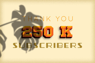 250 K  subscribers celebration greeting banner with Embossed Design